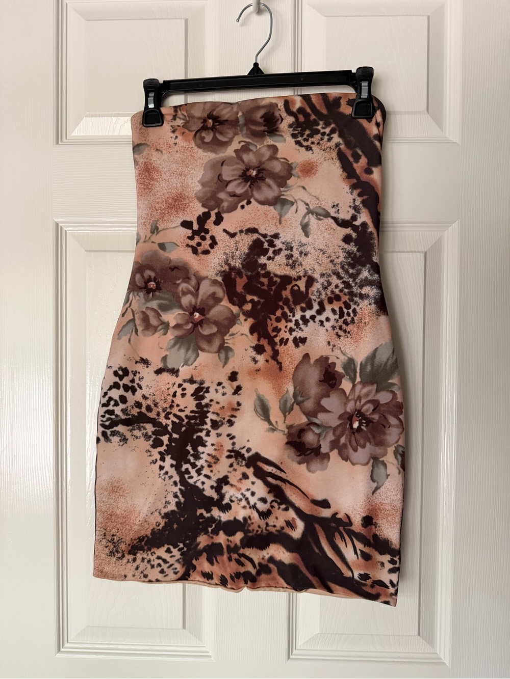 Tiger Mist Blush & Brown Printed Strapless Mini Dress